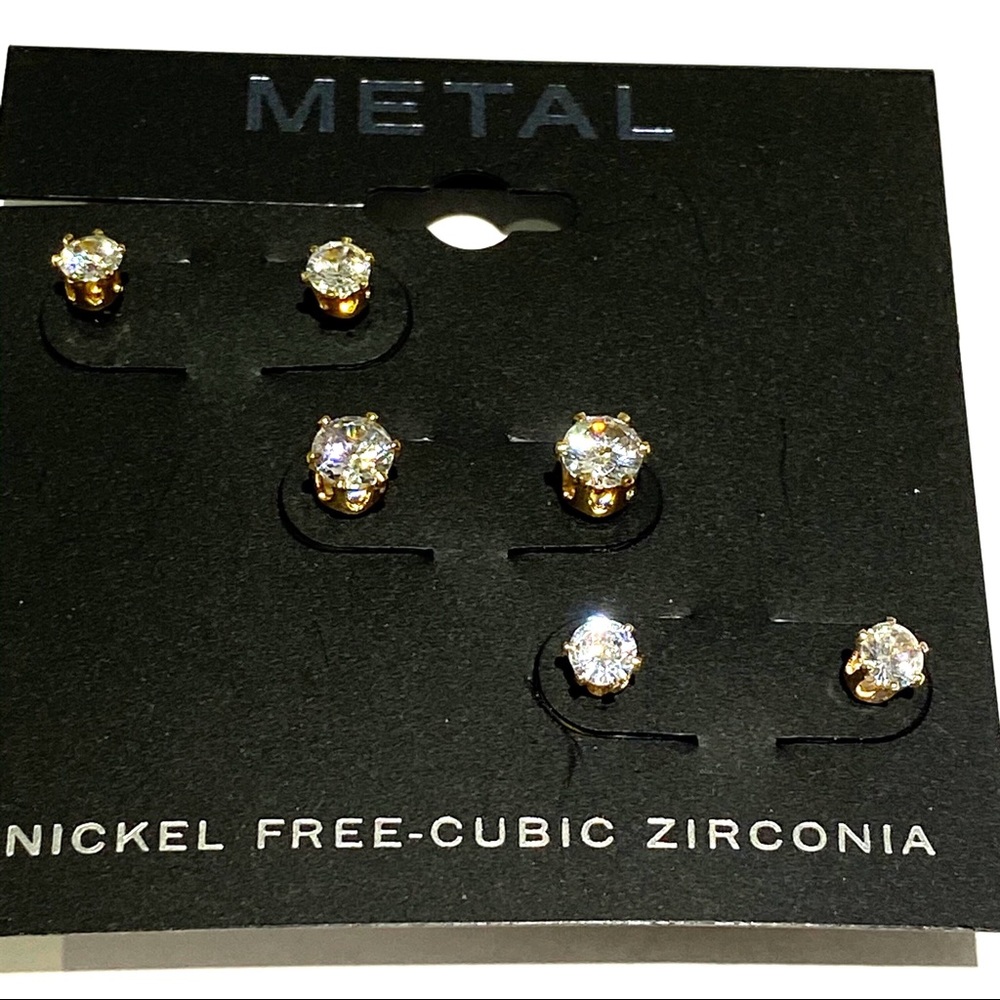 Kohls Womens Silver Tone Selena Gomez Inspired Gem Stud Earrings Set of 3 Bundle